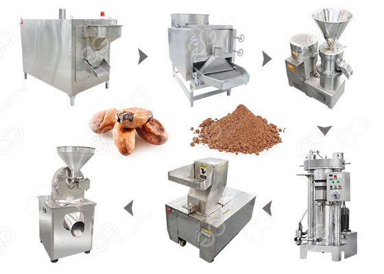 China Cadena de producción industrial del polvo de cacao, máquina de proceso de la nuez 100 Kg/H de la capacidad proveedor